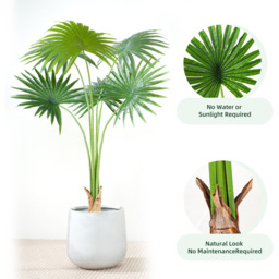 Fan Palm Tree Indoor Artificial Plant 100cm - Size: 100 x 30 x 30cm - Green - MCC - Wilko - thumbnail 5