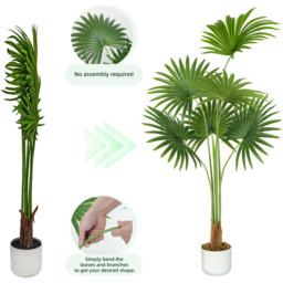 Fan Palm Tree Indoor Artificial Plant 100cm - Size: 100 x 30 x 30cm - Green - MCC - Wilko - thumbnail 4