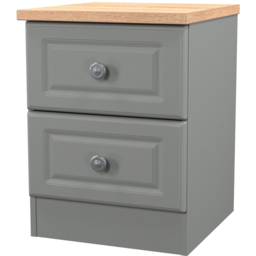 Crowndale Norfolk 2 Drawer Dusk Grey and Bardolino Oak Compact Bedside Cabinet Ready Assembled - Dusk Grey & Bardolino Oak - Wilko - thumbnail 5