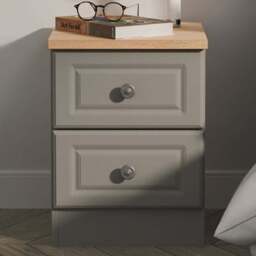 Crowndale Norfolk 2 Drawer Dusk Grey and Bardolino Oak Compact Bedside Cabinet Ready Assembled - Dusk Grey & Bardolino Oak - Wilko - thumbnail 1