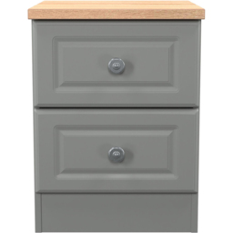 Crowndale Norfolk 2 Drawer Dusk Grey and Bardolino Oak Compact Bedside Cabinet Ready Assembled - Dusk Grey & Bardolino Oak - Wilko - thumbnail 3