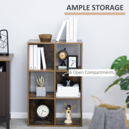 Portland 6 Cube Industrial Style Bookcase - Size: 6 Shelf - Brown - Wilko - thumbnail 7