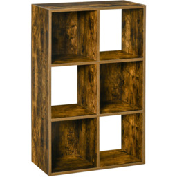 Portland 6 Cube Industrial Style Bookcase - Size: 6 Shelf - Brown - Wilko - thumbnail 3
