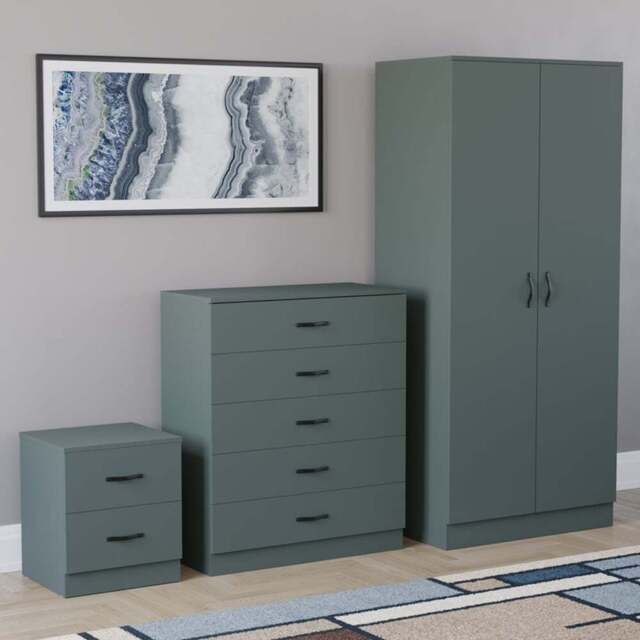 Vida Designs Riano Green 3 Piece Bedroom Furniture Set - Jasper Green - Wilko - image 1