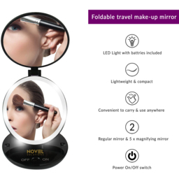 Innoteck LED Travel Mirror - Size: 23 x 11.43 x 11.43cm - Black - Wilko - thumbnail 6