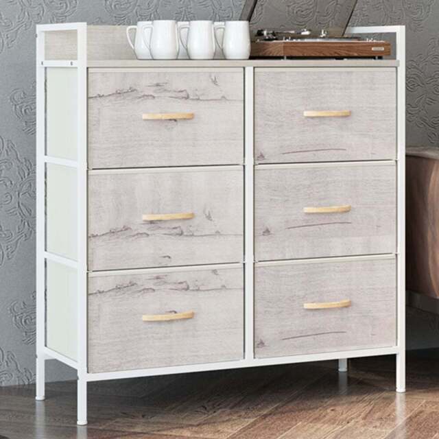 HOMCOM 6 Drawer Natural Bedroom Chest of Drawers - Brown - Wilko - image 1