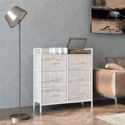 HOMCOM 6 Drawer Natural Bedroom Chest of Drawers - Brown - Wilko - thumbnail 4