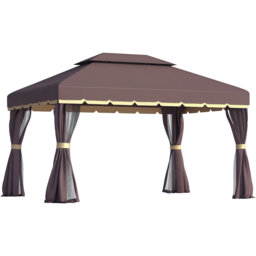 Outsunny 4 x 3m Coffee Canopy Pavilion Patio Gazebo Tent with Sides - Size: 3 x 4m - Brown - Wilko - thumbnail 3