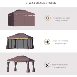 Outsunny 4 x 3m Coffee Canopy Pavilion Patio Gazebo Tent with Sides - Size: 3 x 4m - Brown - Wilko - thumbnail 4