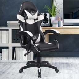 Neo Black and White PU Leather Swivel Office Chair - Size: 66 x 55 x 125cm - Wilko