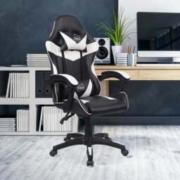 Neo Black and White PU Leather Swivel Office Chair - Size: 66 x 55 x 125cm - Wilko - thumbnail 5