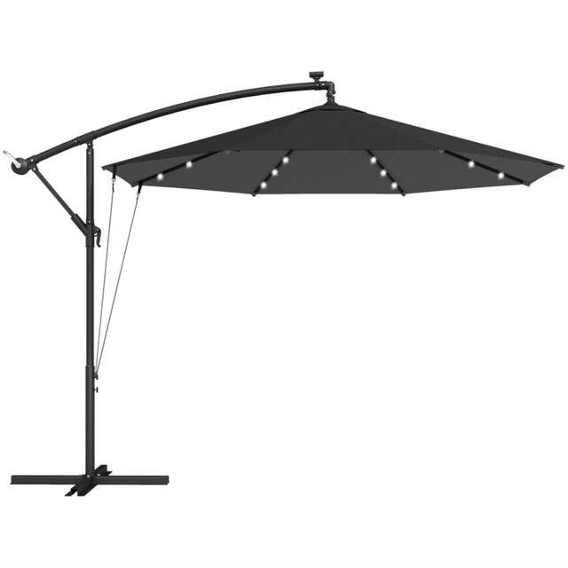 Outsunny Black 32 Solar LED Garden Cantilever Parasol 3m - Wilko - image 1