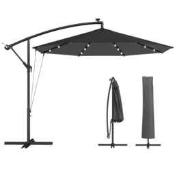 Outsunny Black 32 Solar LED Garden Cantilever Parasol 3m - Wilko - thumbnail 4