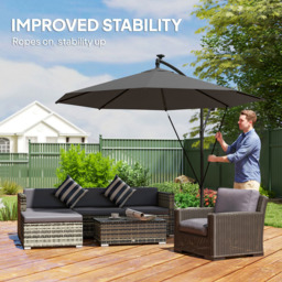 Outsunny Black 32 Solar LED Garden Cantilever Parasol 3m - Wilko - thumbnail 6