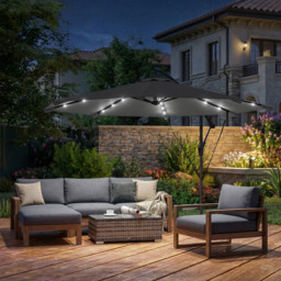 Outsunny Black 32 Solar LED Garden Cantilever Parasol 3m - Wilko - thumbnail 3