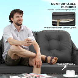 Outsunny 4 Seater Cushion Rattan Garden Patio Sofa Set - Grey - Wilko - thumbnail 6