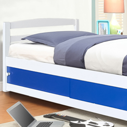 Brooklyn Single Blue Wooden Storage Bed Frame - Wilko - thumbnail 3