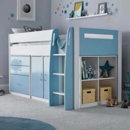 Bedmaster Lacy Blue Storage Mid Sleeper with Spring Mattress - Size: Single - Wilko
