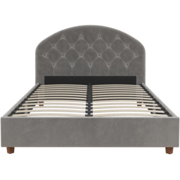 Dorel Aspen Double Light Grey Velvet Upholstered Bed Frame - Wilko - thumbnail 4