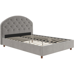 Dorel Aspen Double Light Grey Velvet Upholstered Bed Frame - Wilko - thumbnail 3