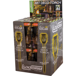 Luxform LED Solar Powered Flame Art Deco Torch - Size: 12 x 12 x 78cm - Black - Wilko - thumbnail 4