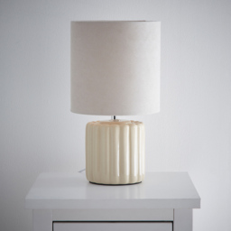 Kliving Zoe Cream Velvet Shade Ceramic Table Lamp - Size: 33 x 18 x 18cm - Wilko - thumbnail 3