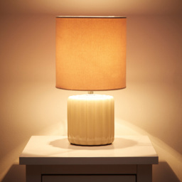 Kliving Zoe Cream Velvet Shade Ceramic Table Lamp - Size: 33 x 18 x 18cm - Wilko - thumbnail 4