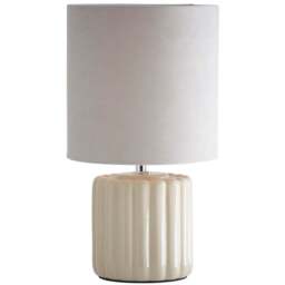 Kliving Zoe Cream Velvet Shade Ceramic Table Lamp - Size: 33 x 18 x 18cm - Wilko
