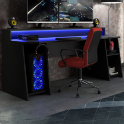 Florence Tezaur 3 Shelf Black Wide LED Gaming Desk - Furniture To Go - Wilko - thumbnail 1