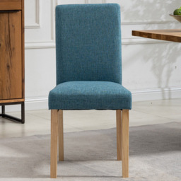 Artemis Home Maiolo Set of 2 Teal Fabric Dining Chair - Blue - Wilko
