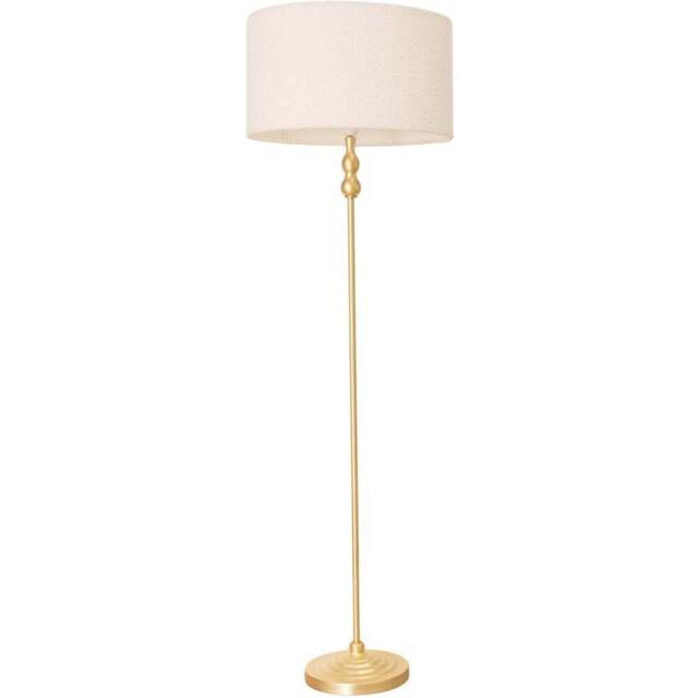 ValueLights Maggie Cream Boucle and Gold Drum Shade Candlestick LED Floor Lamp - Size: 151 x 45 x 45cm - Wilko - image 1