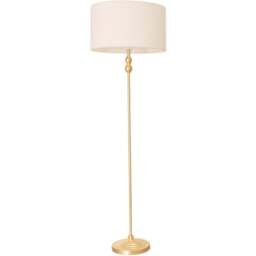 ValueLights Maggie Cream Boucle and Gold Drum Shade Candlestick LED Floor Lamp - Size: 151 x 45 x 45cm - Wilko