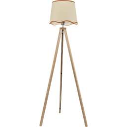 ValueLights Barbro Rust Trim Scallop Shade Natural Tripod Floor Lamp and Bulb - Cream - Wilko - thumbnail 1