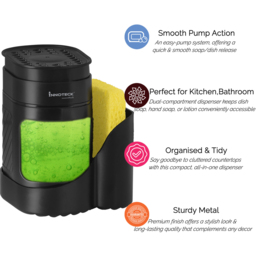 Innoteck Essentials Sink Organiser with 3 in 1 Dish Soap Dispenser - Size: 14.3 x 11.5 x 10cm - Black - Wilko - thumbnail 7
