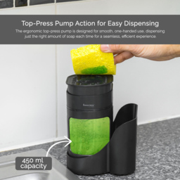 Innoteck Essentials Sink Organiser with 3 in 1 Dish Soap Dispenser - Size: 14.3 x 11.5 x 10cm - Black - Wilko - thumbnail 5
