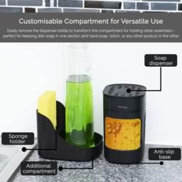 Innoteck Essentials Sink Organiser with 3 in 1 Dish Soap Dispenser - Size: 14.3 x 11.5 x 10cm - Black - Wilko - thumbnail 6