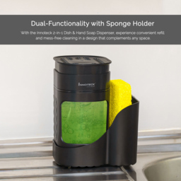 Innoteck Essentials Sink Organiser with 3 in 1 Dish Soap Dispenser - Size: 14.3 x 11.5 x 10cm - Black - Wilko - thumbnail 3