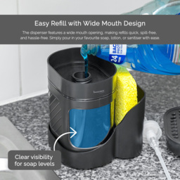 Innoteck Essentials Sink Organiser with 3 in 1 Dish Soap Dispenser - Size: 14.3 x 11.5 x 10cm - Black - Wilko - thumbnail 4