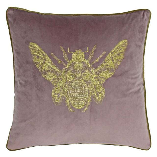 Paoletti Cerana Dusky Blush Embroidered Velvet Cushion - Size: 50 x 50cm - Multi - Wilko - image 1