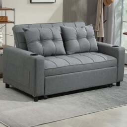HOMCOM 2 Seater Charcoal Grey Convertible Pull Out Sofa Bed - Wilko