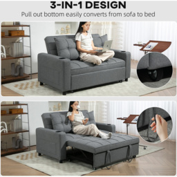 HOMCOM 2 Seater Charcoal Grey Convertible Pull Out Sofa Bed - Wilko - thumbnail 6