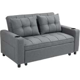 HOMCOM 2 Seater Charcoal Grey Convertible Pull Out Sofa Bed - Wilko - thumbnail 3