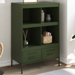vidaXL 2 Drawer 4 Shelf Green Cold-Rolled Steel Highboard - Size: 101.5 x 68 x 39cm - Wilko - thumbnail 1