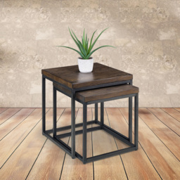 Julian Bowen Brooklyn Dark Oak Nest of Tables Set of 2 - Size: 50 x 50 x 50cm - Brown - Wilko - thumbnail 6