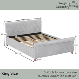 VIDA DESIGNS Vittorio King Size Silver Crushed Velvet Bed - Home Vida - Wilko - thumbnail 7