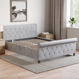 VIDA DESIGNS Vittorio King Size Silver Crushed Velvet Bed - Home Vida - Wilko - thumbnail 6