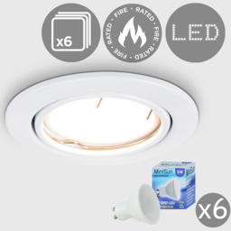 ValueLights White Cool White LED Tiltable Ceiling Downlight 6 Pack - Size: 11 x 10.5 x 10.5cm - Wilko - thumbnail 3