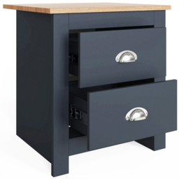 GFW Lancaster 2 Drawer Slate Blue Bedside Table with Oak Effect Top - Wilko - thumbnail 5