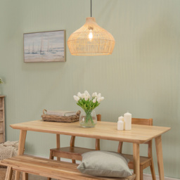 ValueLights Anais Natural Rattan Pendant Shade - Size: 34.5 x 45.5 x 45.5cm - Brown - Wilko - thumbnail 3