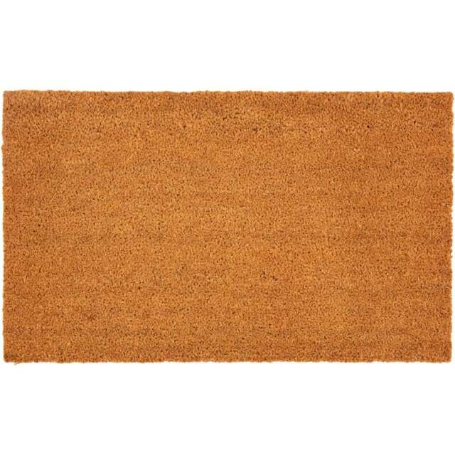 Eselle Astley Plain Natural Coir Door Mat 45 x 75cm - Size: 45 x 75 x 1.5cm - Brown - Wilko - image 1